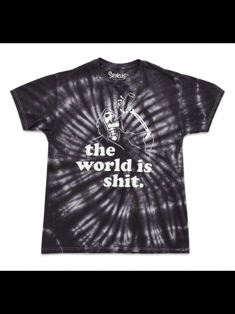 Spencer's Black & White Graphic Tee Label Print